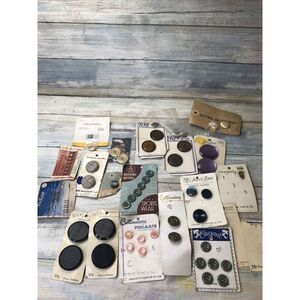 Lot Assorted Buttons Colors Textures Unique Vintage Cards Sewing Crafts estate